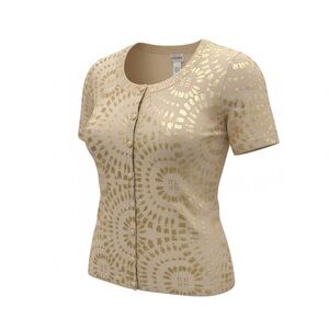 Chico's Beige and Gold Button Down Shirt